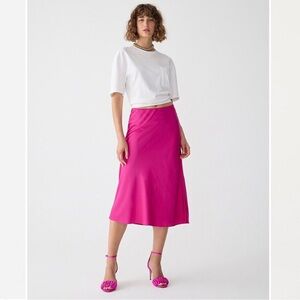 J. Crew Gwyneth Midi Slip Skirt in Electric Pink - size S